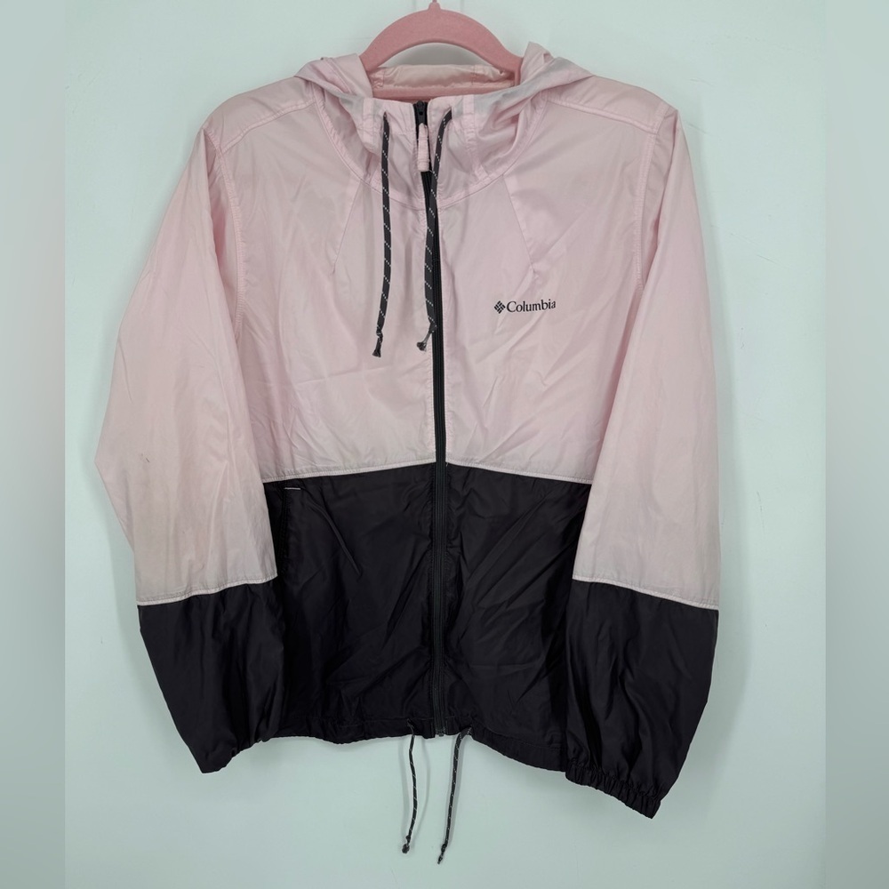 Columbia Women's Windbreaker Two-Tone Pink and Black Active Jacket Size Medium